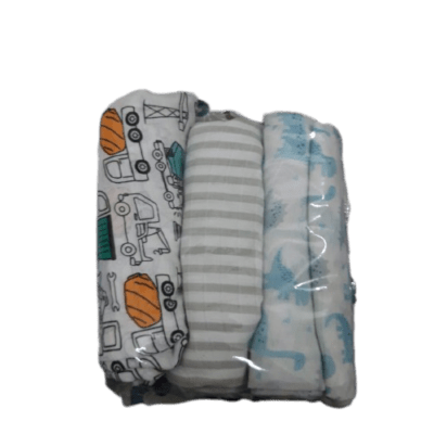 Naughty babyloom Super Soft Pure Muslin Cotton Swaddle Blankets Wrapper Cloth, Stroller Cover – Pack of 3 100×120 cm,